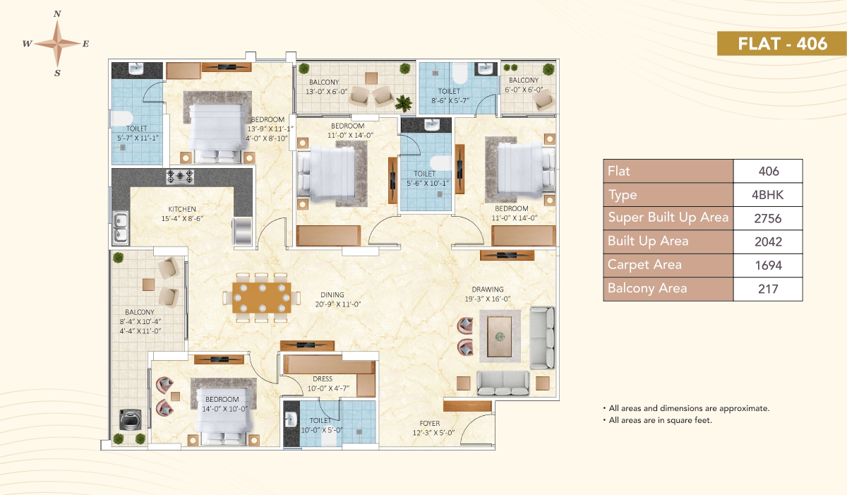 4 BHK Floor Plan